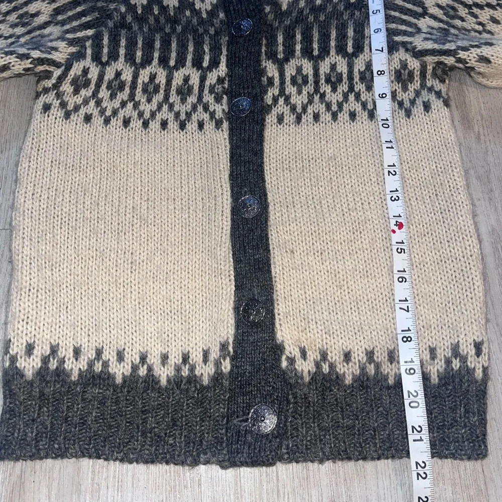 Vintage Nordic Pure Wool cardigan, handmade in Scotland Small